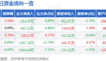 山东钢铁（600022）7月21日主力资金净卖出213.35万元