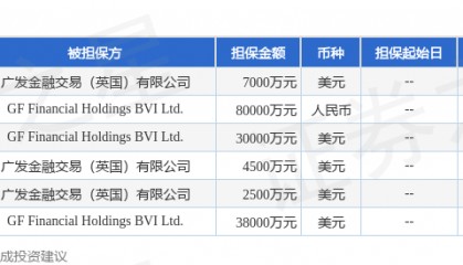 广发证券披露6笔对外担保，被担保公司2家