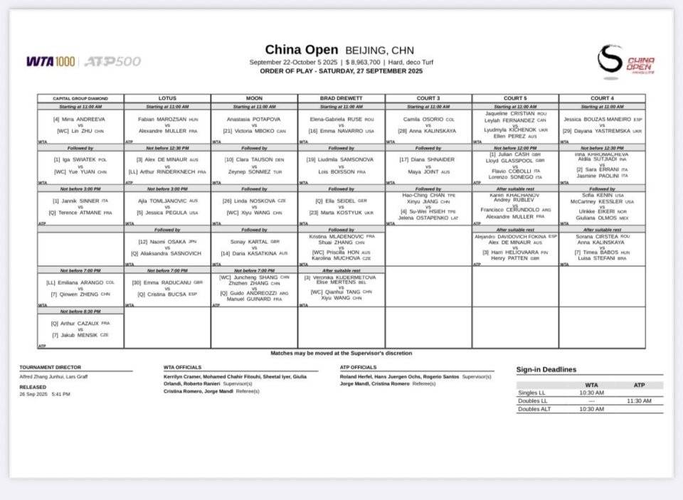 中网第4日看点:郑钦文黄金时间复出首秀,朱琳袁悦皆战强敌