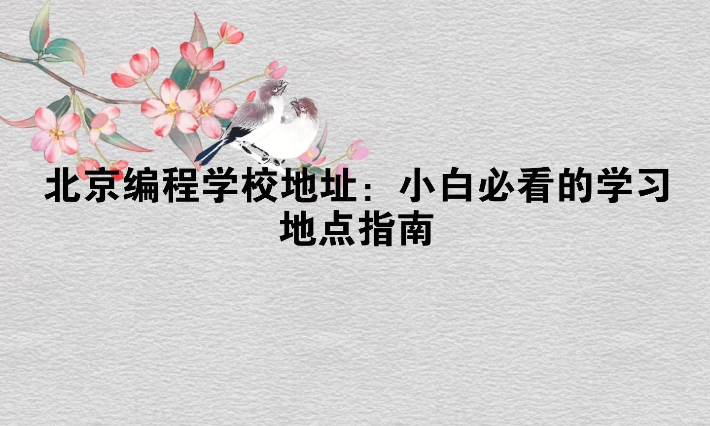 北京编程学校地址：小白必看的学习地点指南